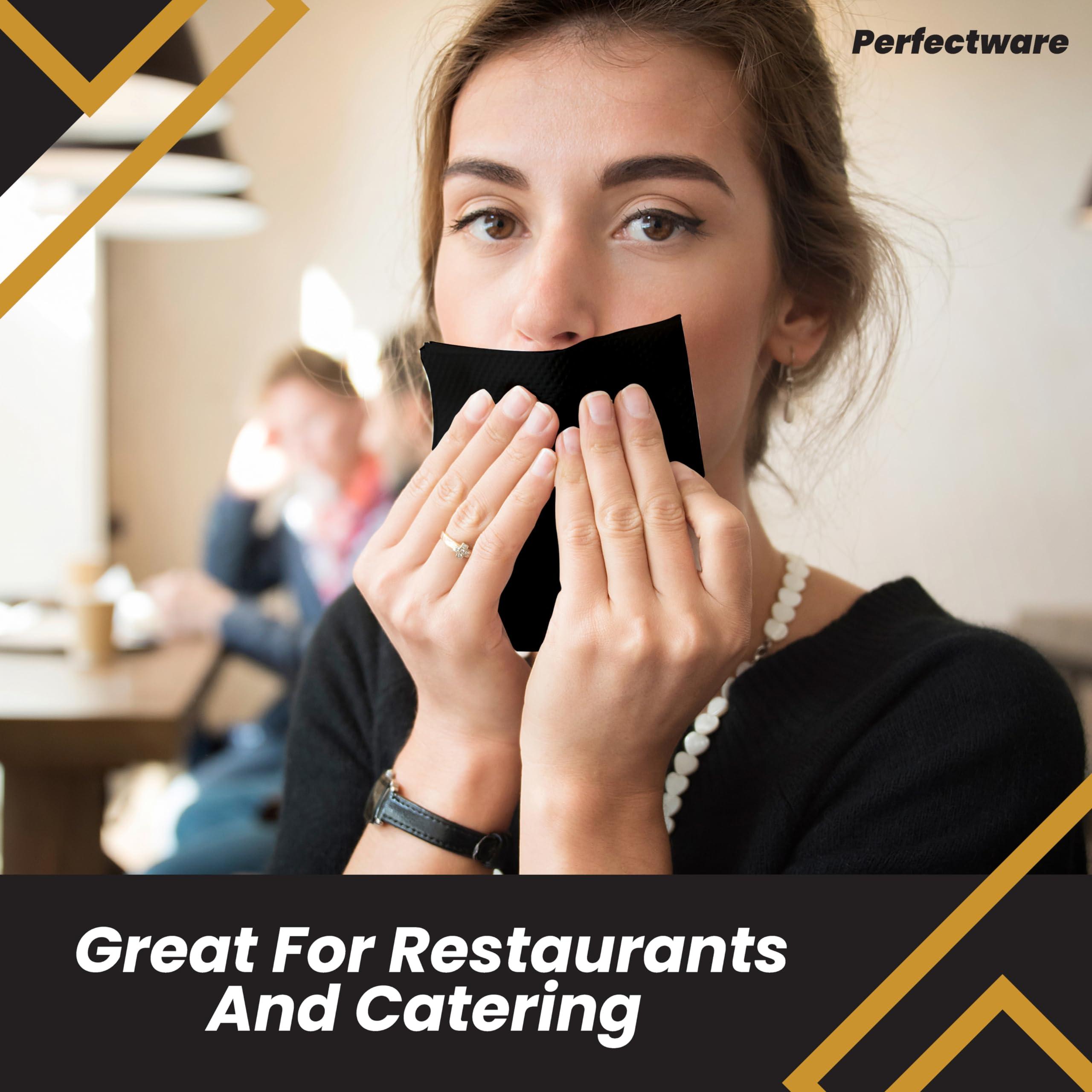 Perfectware Perfectware 2ply Black Beverage Napkins. 2Ply Cocktail Black Napkins. 10 x 10 Black Beverage Napkin., Pack of 300ct