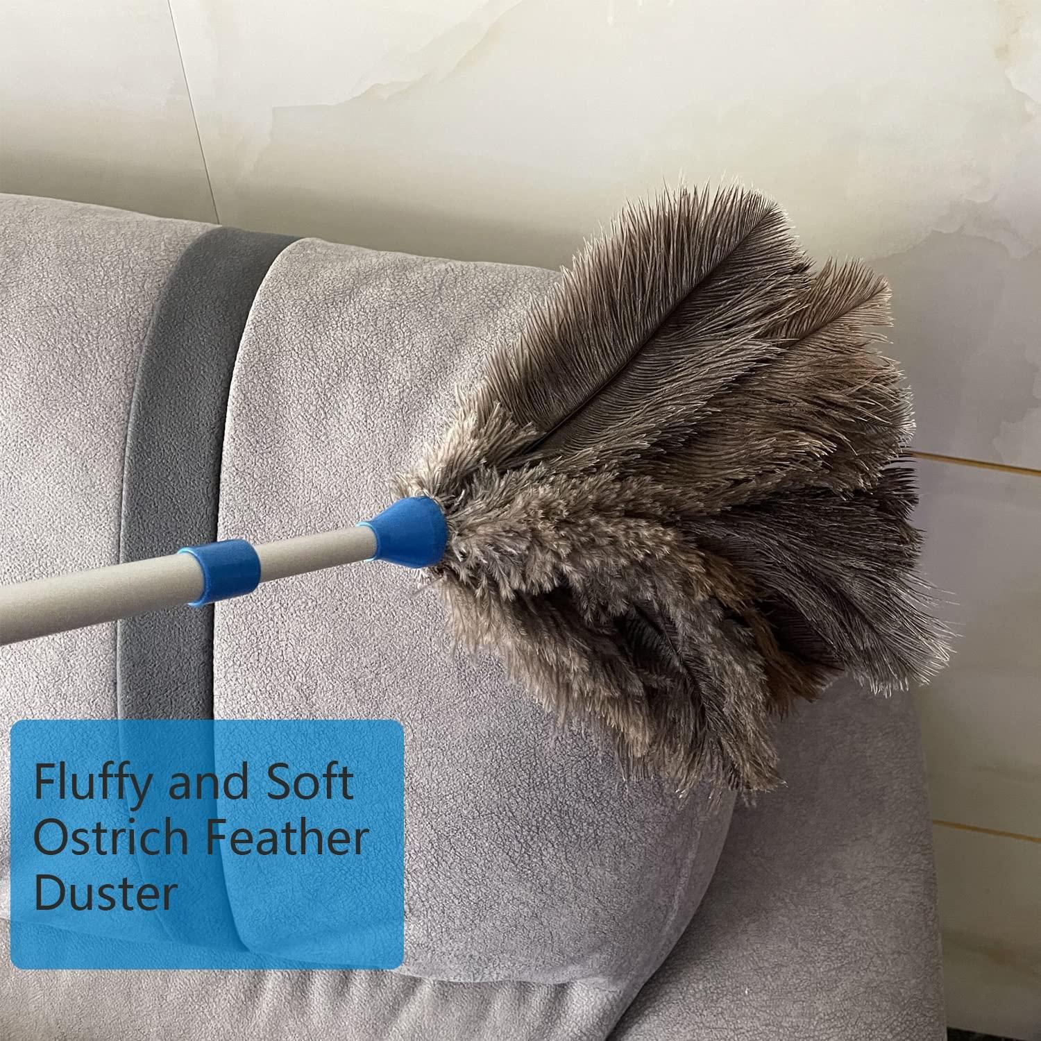 Seamue Feather Duster Feather Ostrich Feather Duster 60-70cm with Retractable Aluminum Handle Cleaning Supplies for Home Car Office Handle Dusters