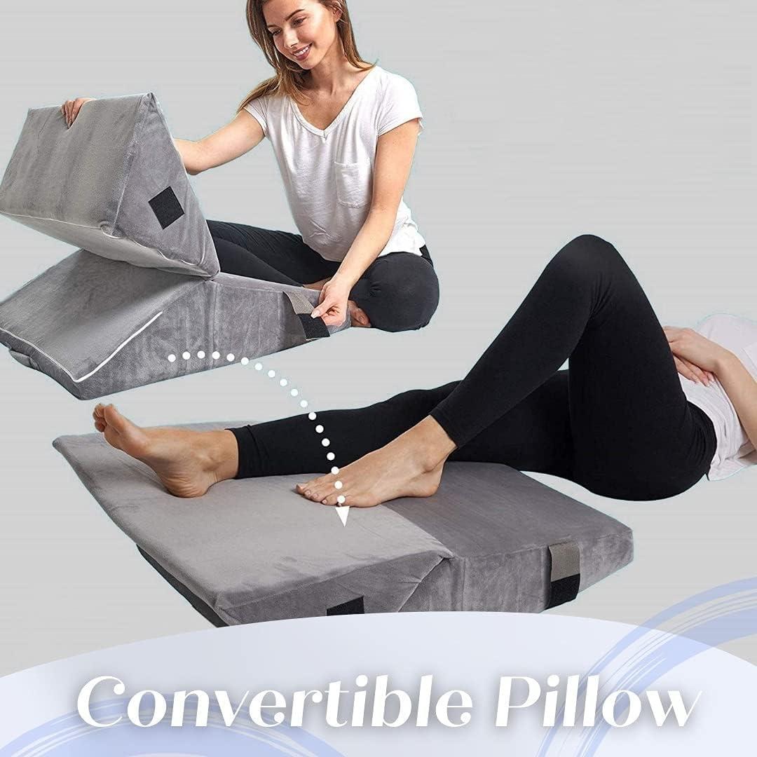 URBAN SOMBRERO Trickonometry Bed Wedge Pillow- Adjustable 7-in-1 Memory Foam Body Positioner Cushion Pillow for Sleeping, Reading, Acid Reflux, and Heartburn Relief. Triangle Pillow- Pain Relief