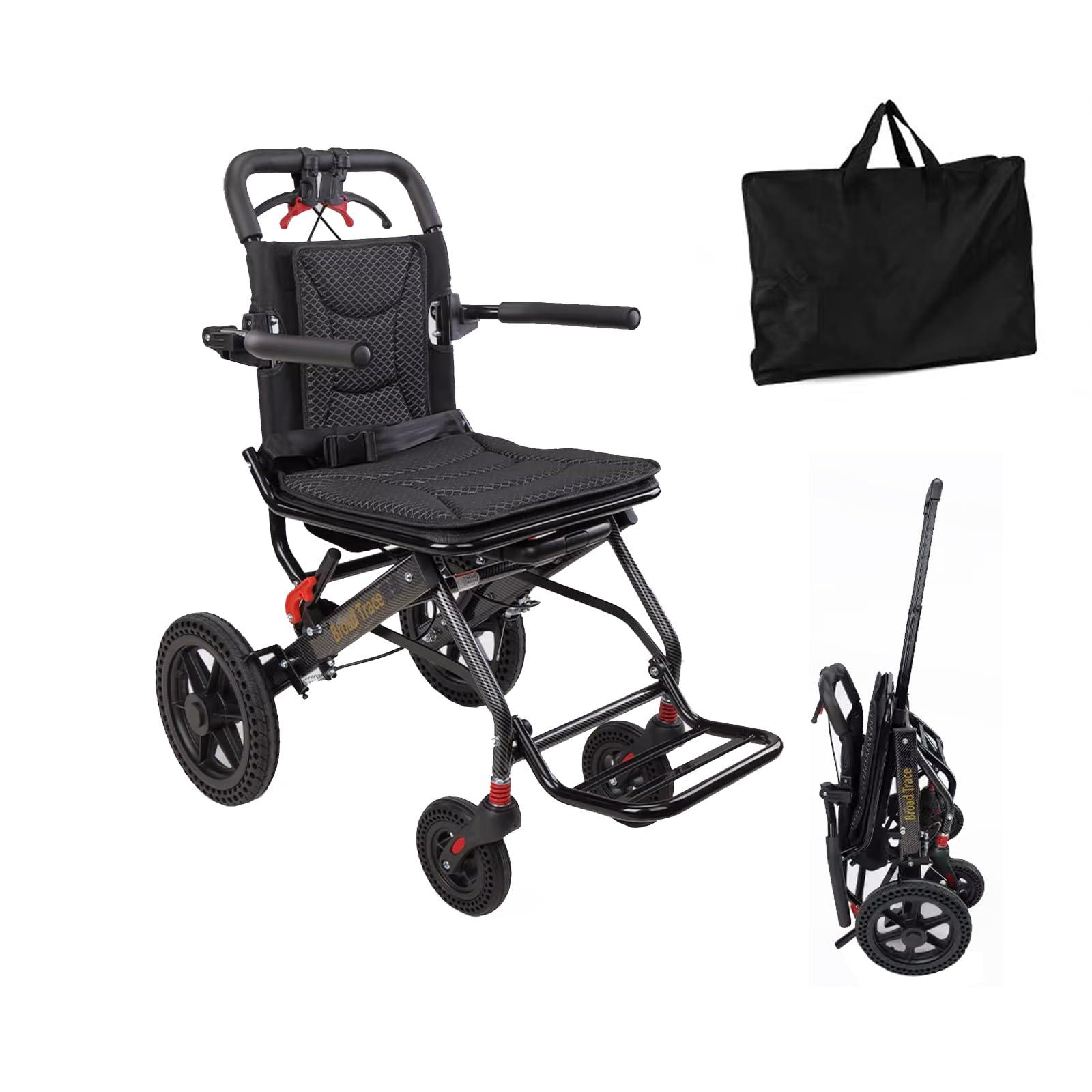 GLDDFDG GLDDFDG Lightweight Portable Folding Wheelchair,Transport Wheelchairs for Adults, Travel Wheel Chair with Bag,Aluminum,Brake,Flip Up Arms, Swing-Away Footrests,Breathable Seat Cushion,220Lb Capacity