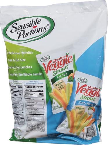 Sensible Portions Sensible Portions Veggie Straws Multi-Pack, Sea Salt and Zesty Ranch Flavor, Gluten-Free Chips, Individual Snacks, 0.75 Ounce Bag, (Pack of 20)