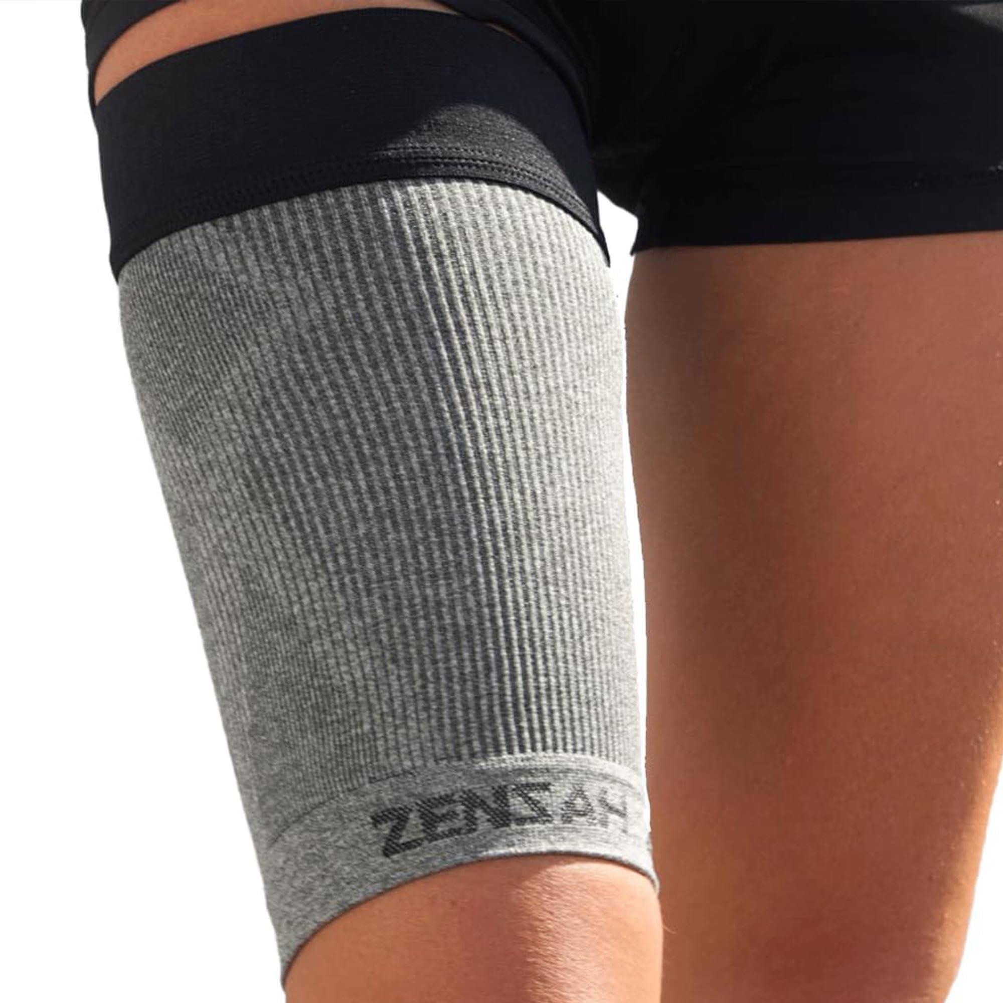 Zensah Zensah Thigh Compression Sleeve - Support for Pulled Hamstring, Quad Strain, Groin Compression Wrap for Men and Women (Small, 1 Single - Heather Grey)