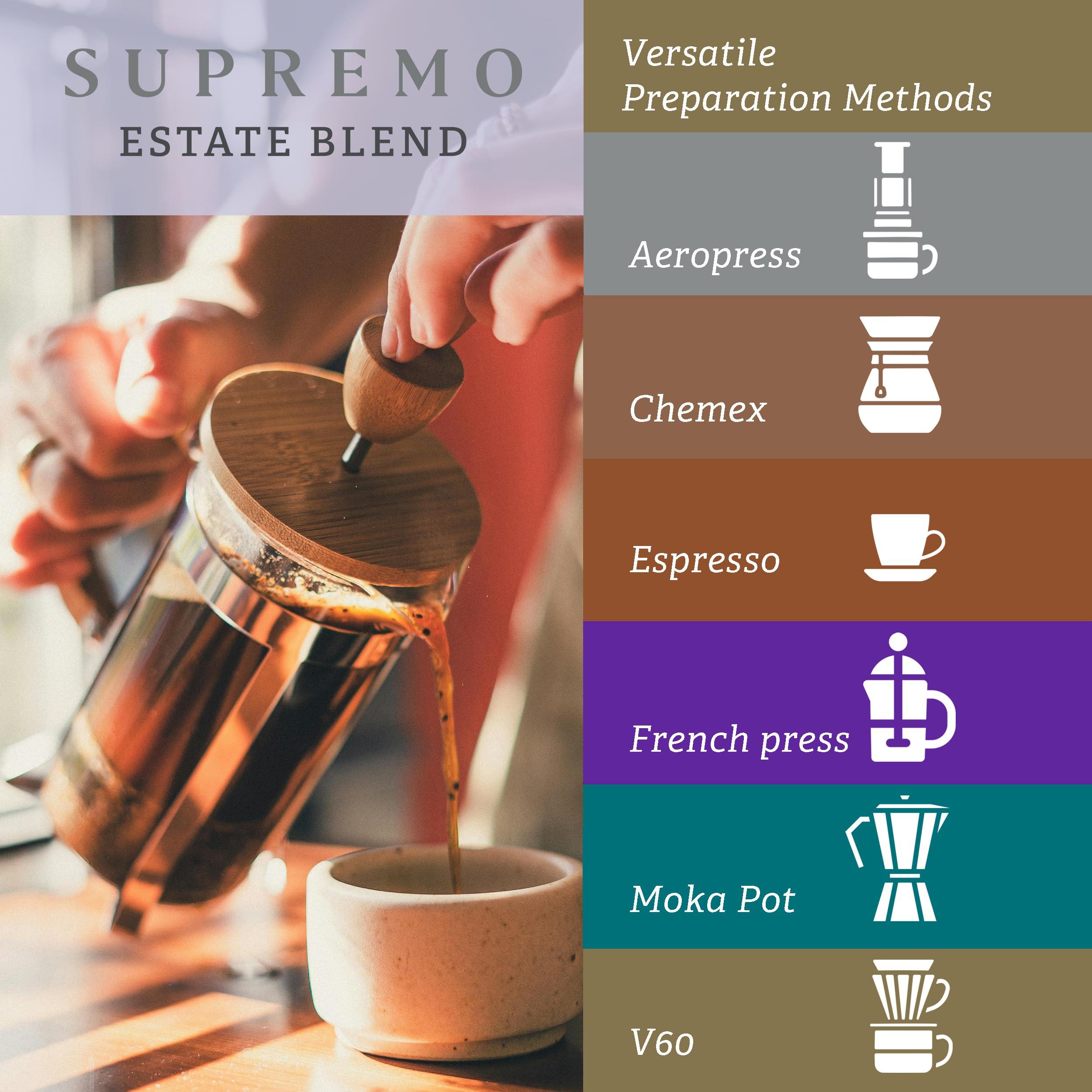 R Dalton R. Dalton Coffee Supremo Estate Blend Whole Bean Coffee - Medium Roast - Flora And Citric Fruit Notes - All Brewing Methods - Premium Quality From Antigua Guatemala 100% Arabica - 12 oz