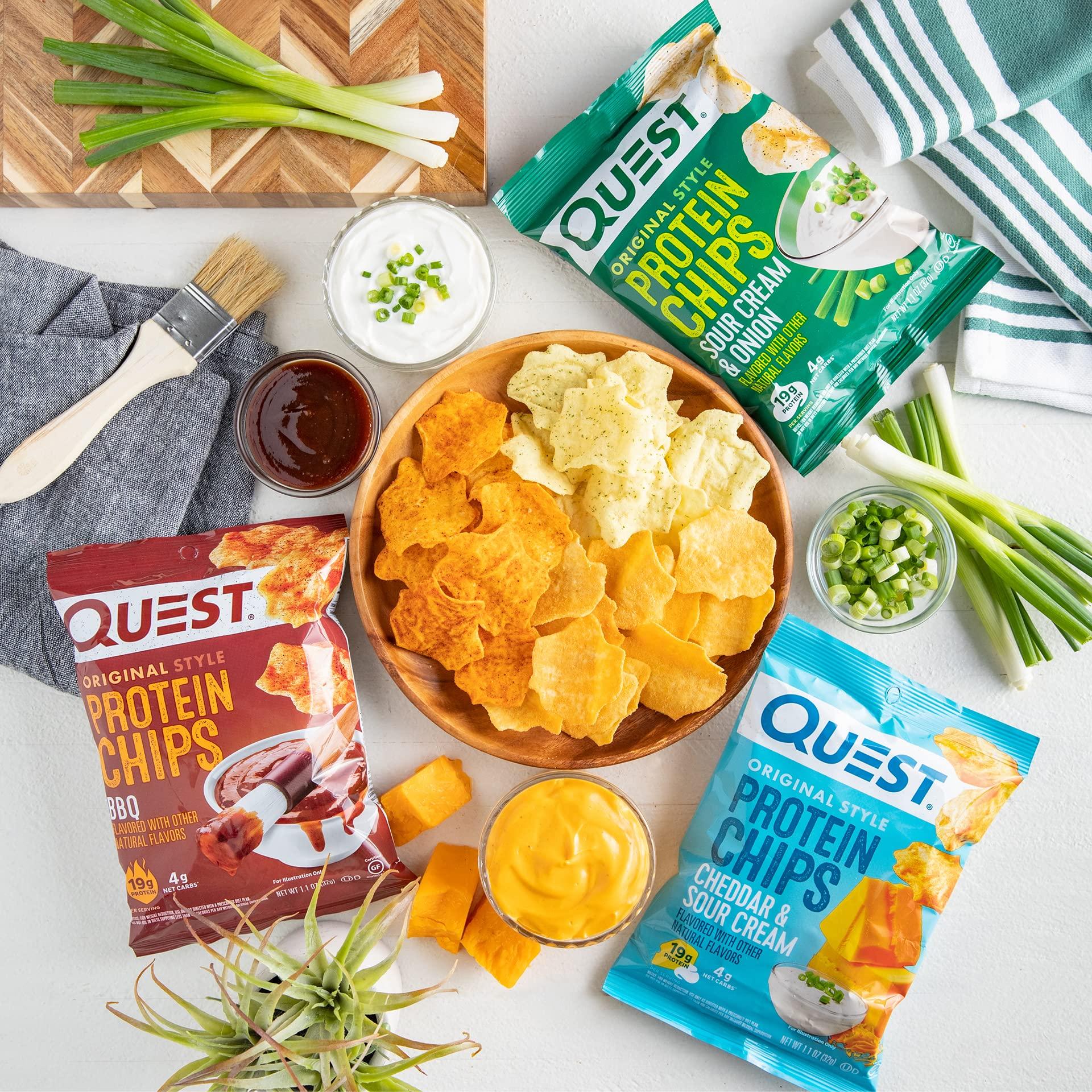 Quest Nutrition Quest Nutrition Protein Chips Variety Pack, (BBQ, Cheddar & Sour Cream, Sour Cream & Onion), High Protein, Low Carb, 1.1 Ounce (Pack of 12)