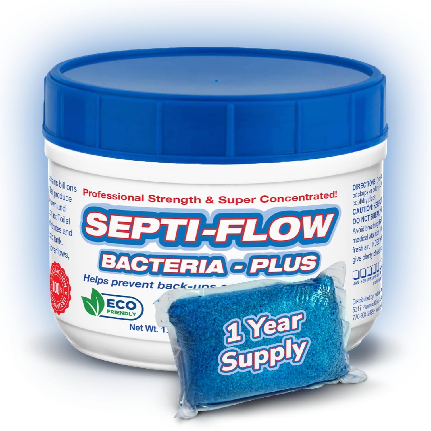 Septi-Flow Septic Tank Treatment | Septic Enzyme Pods | 1 Year Supply | 2+ Billions CFUs per Pod | Fast-Dissolving, Live Bacteria-Plus Enzymes | Prevents Backups & Odors | Made in USA by Septi-Flow | 12 Packets