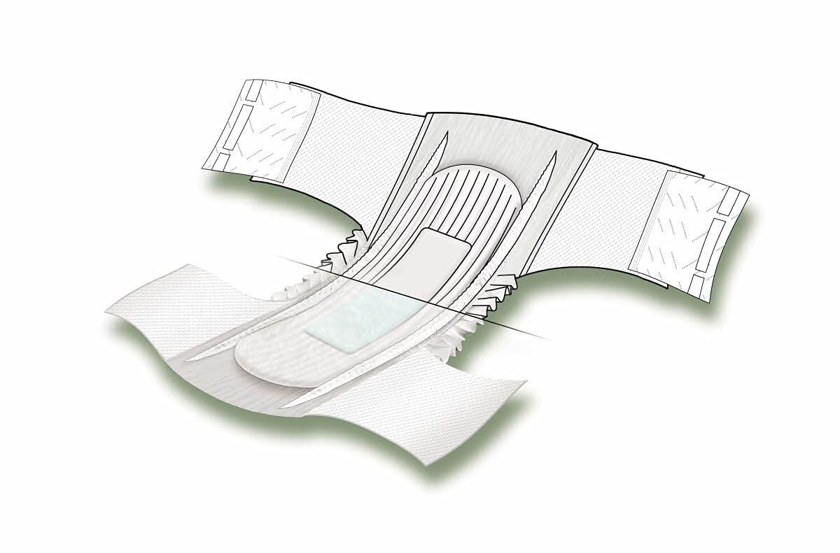 Medline Medline FitRight Extended Wear Stretch Briefs, Overnight Adult Diapers with Tabs, Size 1 (Bag of 20)