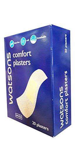 Watson's 4 Packs of Watsons Comfort Plasters. Latex Free, Soft, Breathable, Sterile. (Size of Each Plaster: 72mm x 19mm.) (20 plasters/Pack)