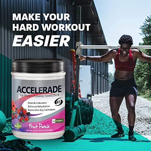 Accelerade Accelerade by PacificHealth - All Natural Sport Hydration Drink Mix with Protein + Carbs & Electrolytes - for Superior Energy Replenishment, Endurance & Rehydration - 30 Servings (Fruit Punch)