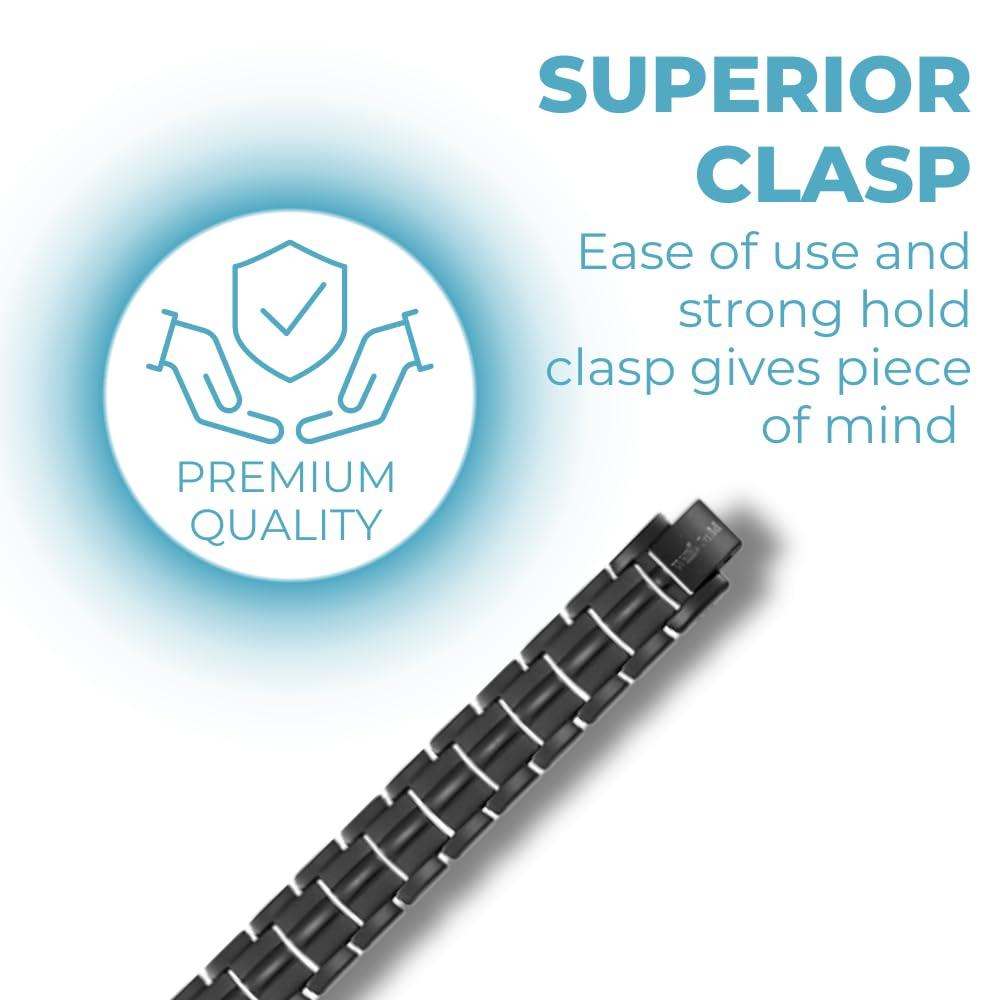 Willis Judd Willis Judd Mens Titanium Magnetic Bracelet Magnetic Bracelets for Men Adjustable Bracelet Length with Sizing Tool (Black)