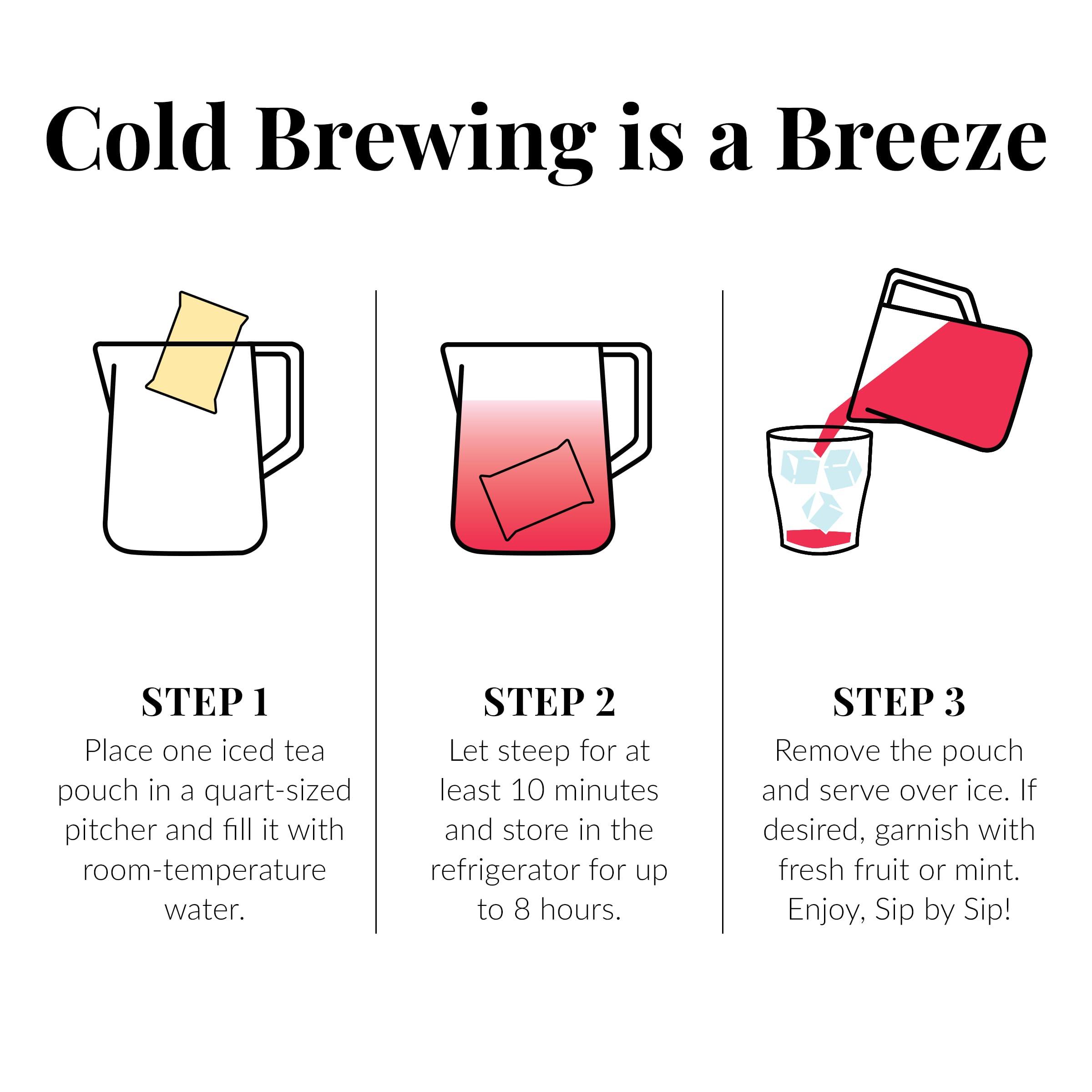 The Republic of Tea The Republic of Tea Cold Brew Hibiscus Sangria Spice Iced Tea, Large Herbal Iced Tea Pouches, Steeps Six One-Quart Pitchers