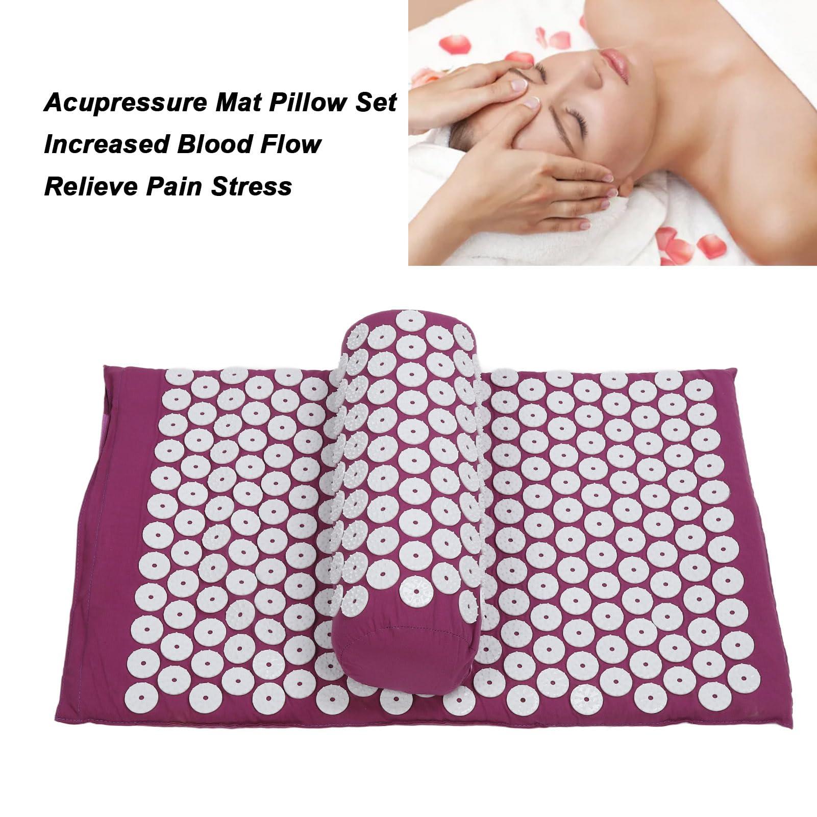 Yosoo Acupressure Mat Pillow Set Acupressure Pillow Muscle Relaxation Acupressure Mat Acupressure Massage Pad Acupressure Mat Pillow Set for Muscle Relaxation and Stress Reduction
