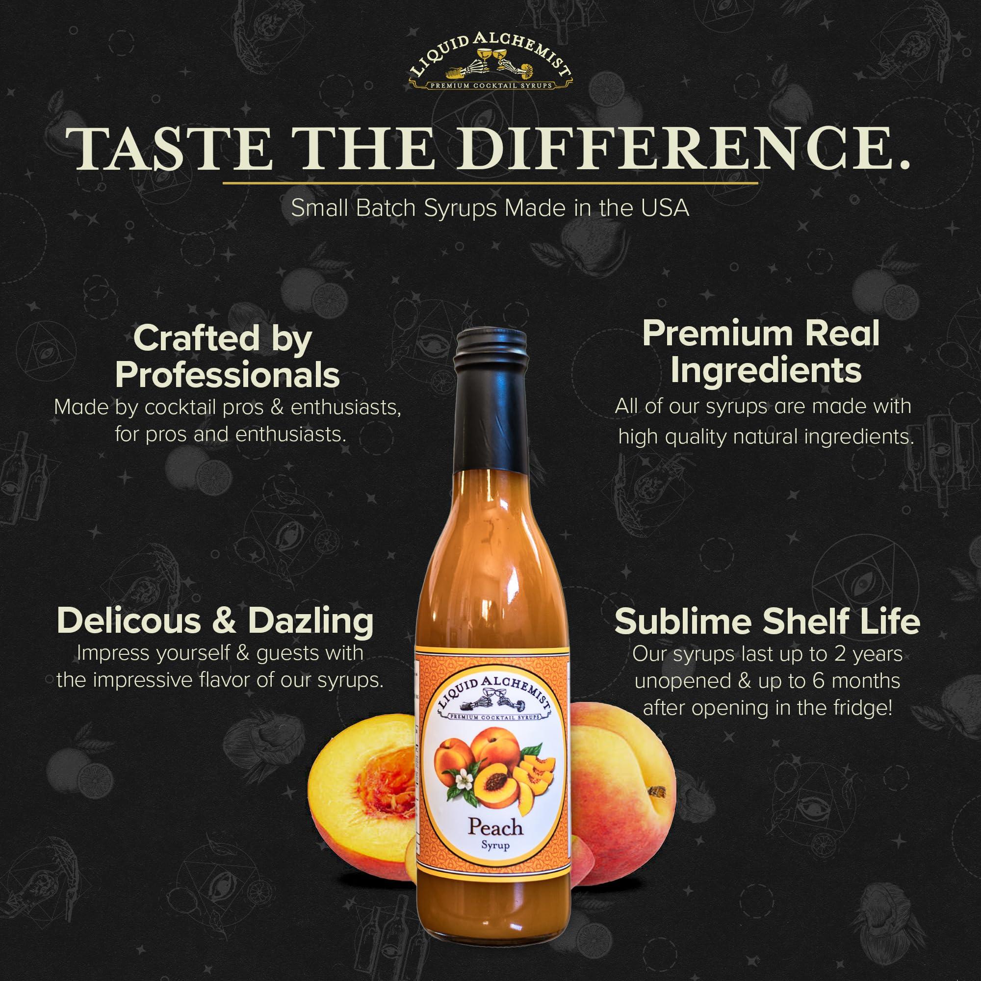 Liquid Alchemist Liquid Alchemist Peach Syrup for Drinks - Real Ingredients Make our Peach Puree for Cocktails a Perfect Peach Bellini Mix - Our Peach Flavoring Syrup is Non-GMO & Vegan - Peach Cocktail Syrup (25 oz)