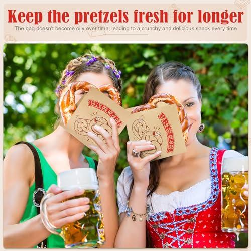 Colarr Colarr 400 Pcs Soft Pretzel Bags 6.69 x 7.09 Inch Paper Sandwich Wrappers Grease Resistant Double Open Bags Food Snack Cookie Chocolate Holder for Stands Wedding Birthday Christmas (Patterned Style)