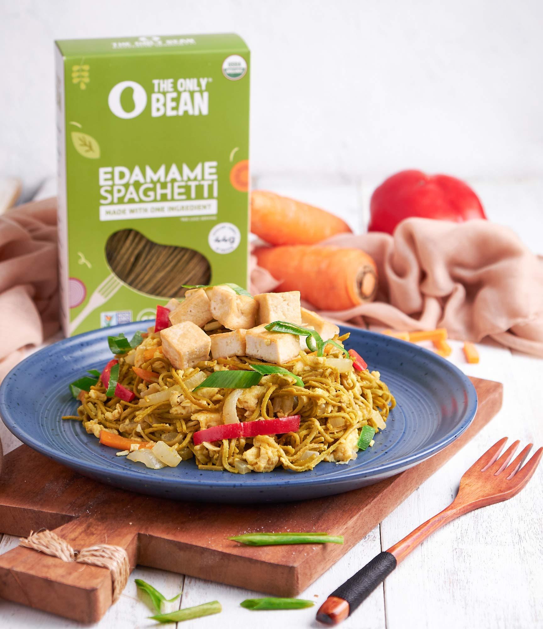 The Only Bean The Only Bean - Organic Edamame Spaghetti Pasta - High Protein, Keto Friendly, Gluten-Free, Vegan, Non-GMO, Kosher, Low Carb, Plant-Based Bean Noodles - 8 oz (1 Pack)