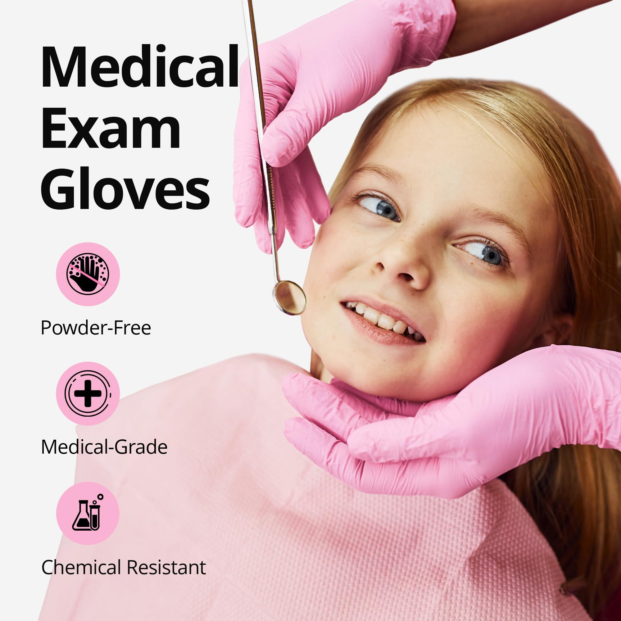 SwiftGrip SwiftGrip Pink Disposable Gloves, 3-mil, Medical exam Gloves Disposable Latex Free, Gloves for Cleaning & Esthetician, Pink Rubber Gloves, Pink Cleaning Gloves, Powder-Free, 1000-ct Case (XL)
