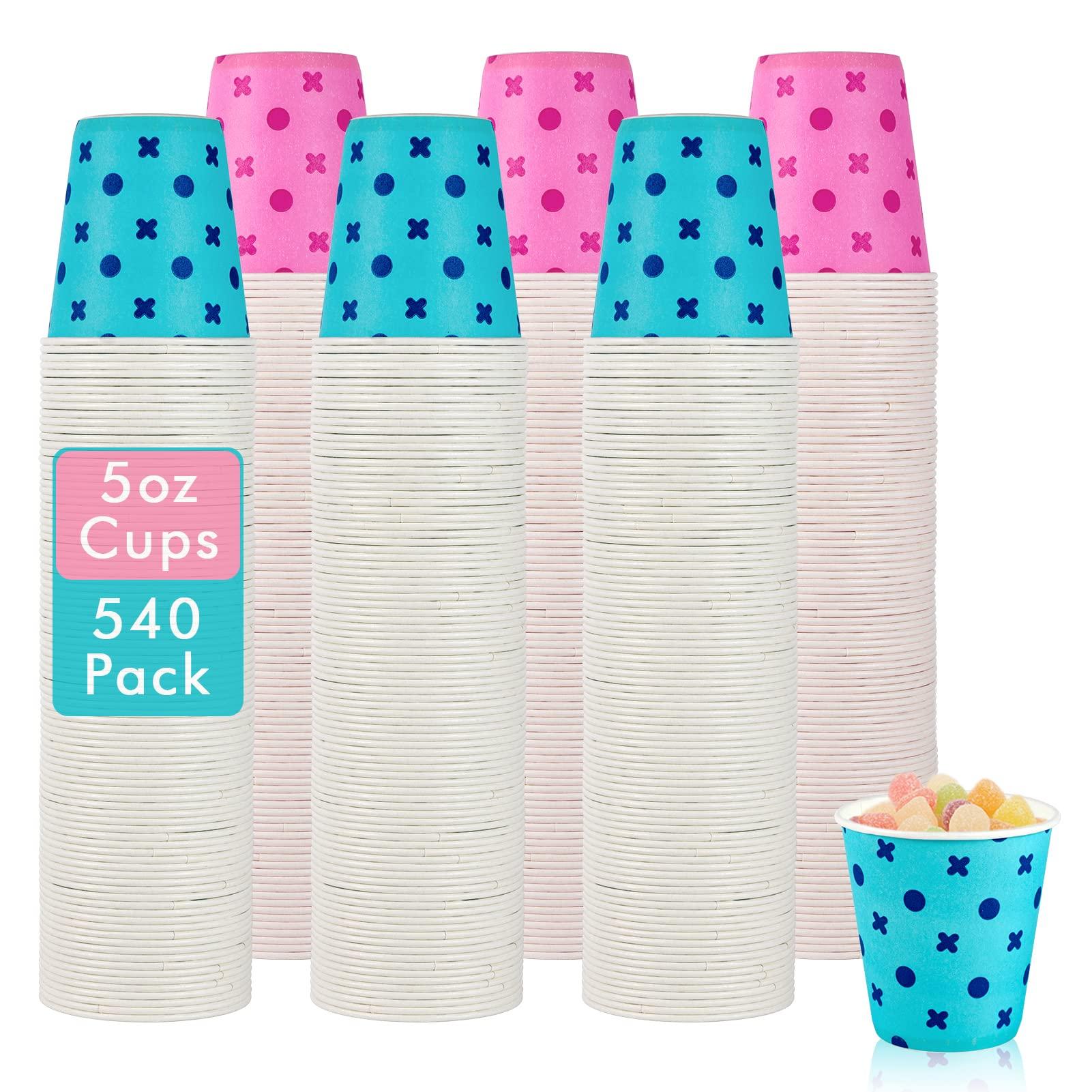 LITOPAK LITOPAK 540 Pack 5 oz Paper Cups, Pink and Blue Disposable Paper Cups, Paper Snack Cups, Water Paper Cups, Small Mouthwash Cups, and Mini Paper Cups for Home, Bathroom, Picnic, Party, and Events.
