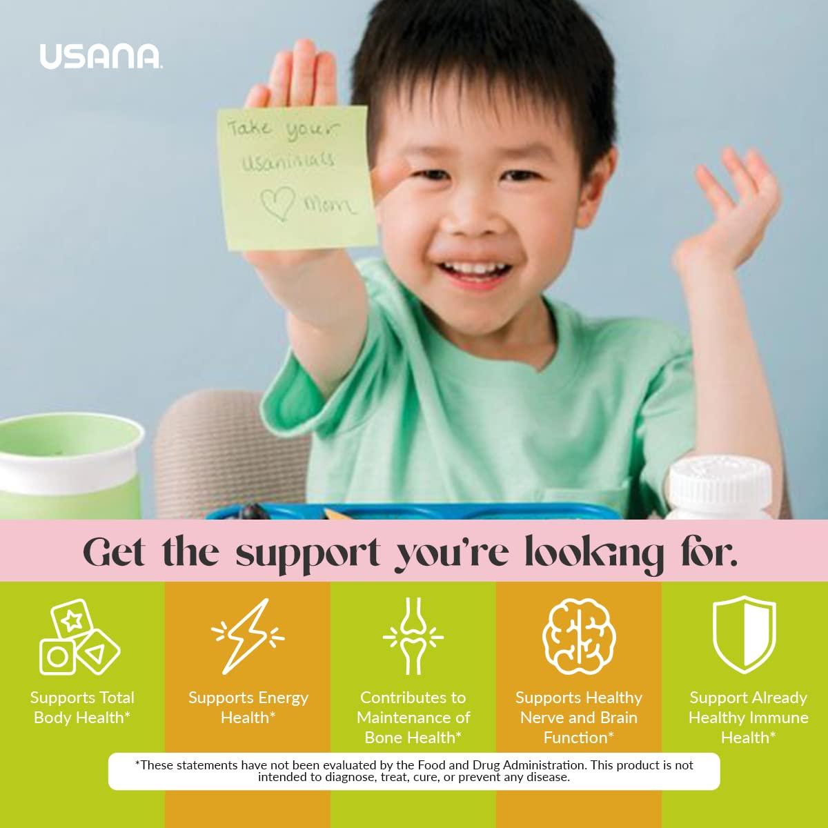 USANA USANA Usanimals Multivitamin for Kids - Daily Chewable Tablets with Vitamins A, C, D, E, B6, B12, Zinc, Iron - Supports Immune, Bone & Brain Health - Essential Nutrients for Ages 2-12 - 56 Tablets