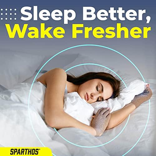 Sparthos Sparthos Arthritis Hand Compression Gloves - Helps With Carpal Tunnel & Rheumatoid Artritis Pain - Support Your Hands While Typing - Fingerless Circulation Glove - Fits Men & Women (Beige - Large)