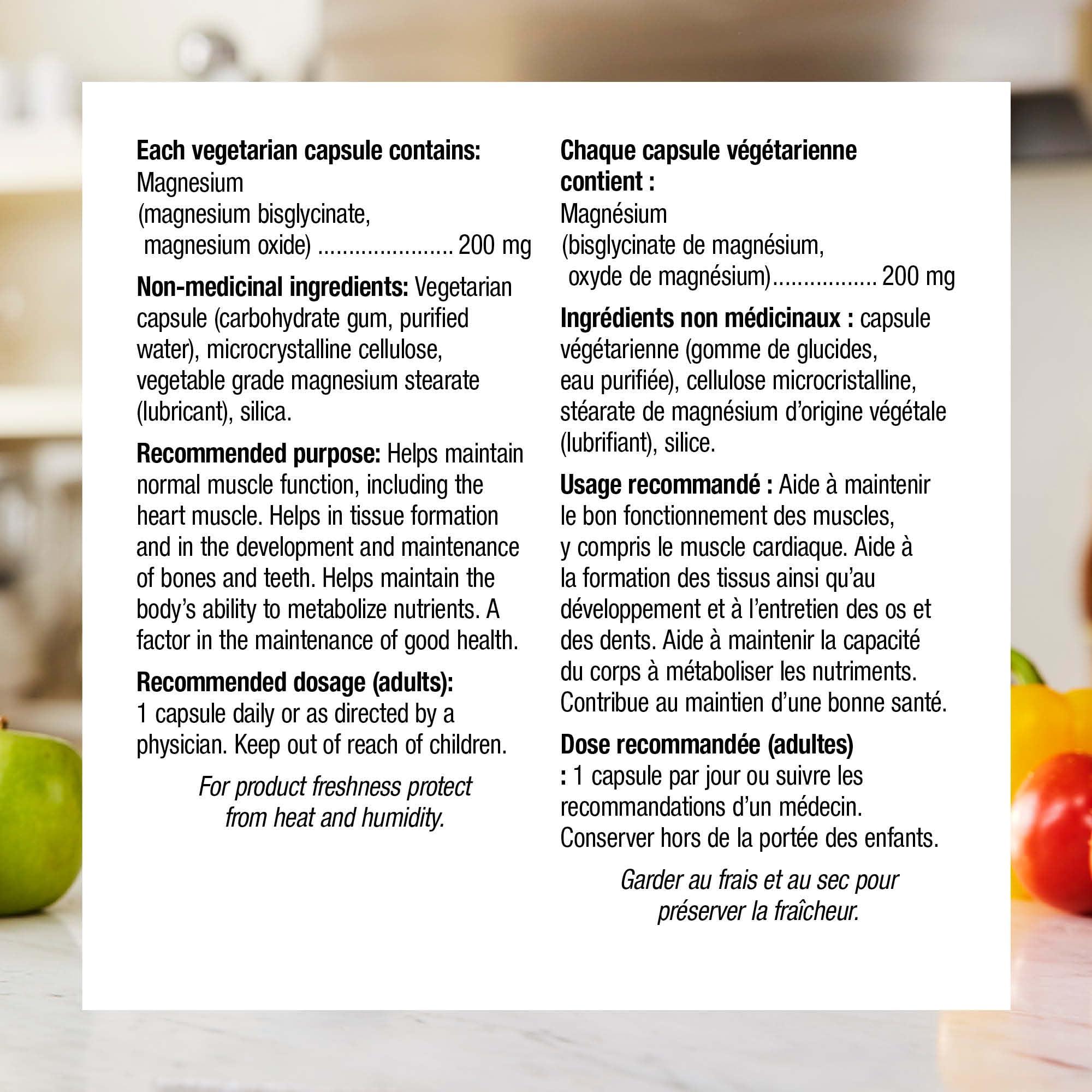 Webber Naturals Webber Naturals Magnesium Bisglycinate 200mg, 60 Vegetarian Capsules