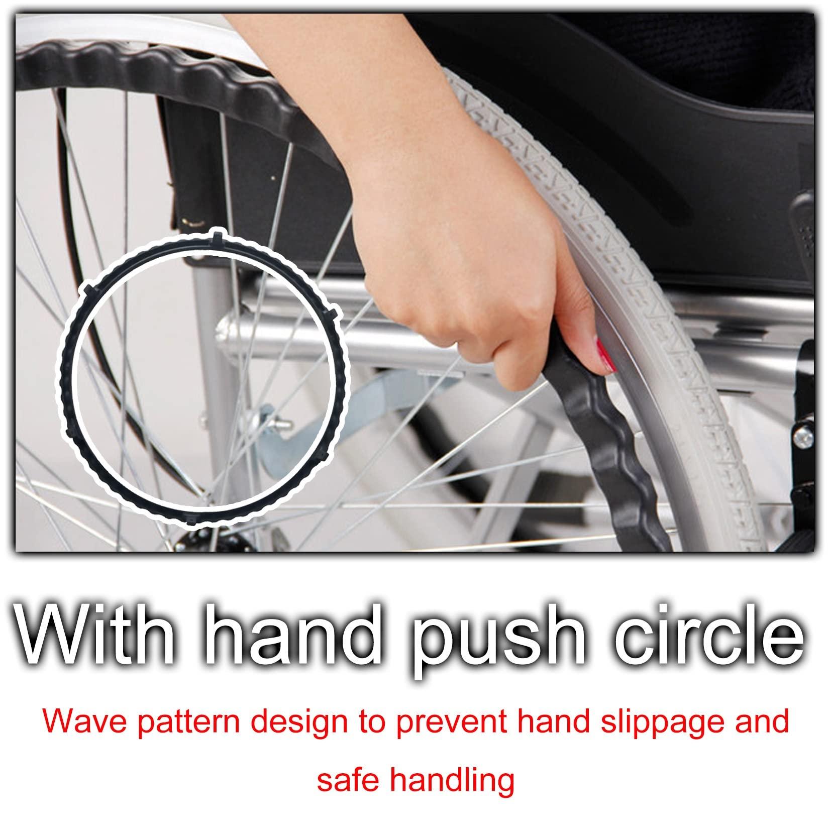 ESOYAWE ESOYAWE Wheelchair Wheels Replacement 2 Pack 24\", Non-Slip Puncture Proof Polyurethane Solid Tire Wheelchair Rear Wheels, Aluminum Alloy Hub Wheelchair Accessories