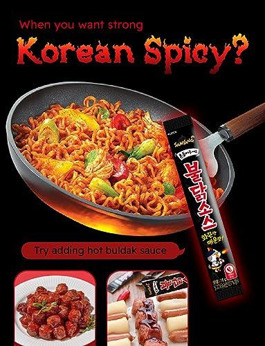 Q.REST ***12 types of Buldak character Hochi stickers***+ Rose Buldak stir-fried noodles Big Bowl 2 Pack + Buldak Sauce 2 Stick + wooden chopsticks 2 pairs - Korean Food Spicy Cup Ramen