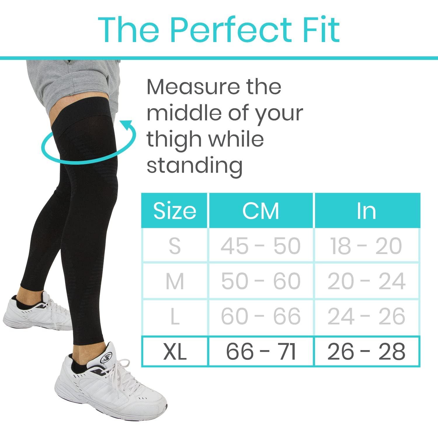 Vive Vive Full Leg Compression Sleeves for Men & Women (Pair) - Knee, Calf, & Thigh Support Brace Wrap for Basketball, Football, Wrestling - Footless Long Running Accessories for Shin Splints (Small)