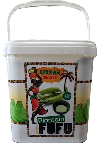 African Beauty Plantain Fufu Flour African Mix 8.8 LB Bucket - Authentic, Premium Quality Fufu Flour with Real Plaintain - 100% Natural by African Beauty