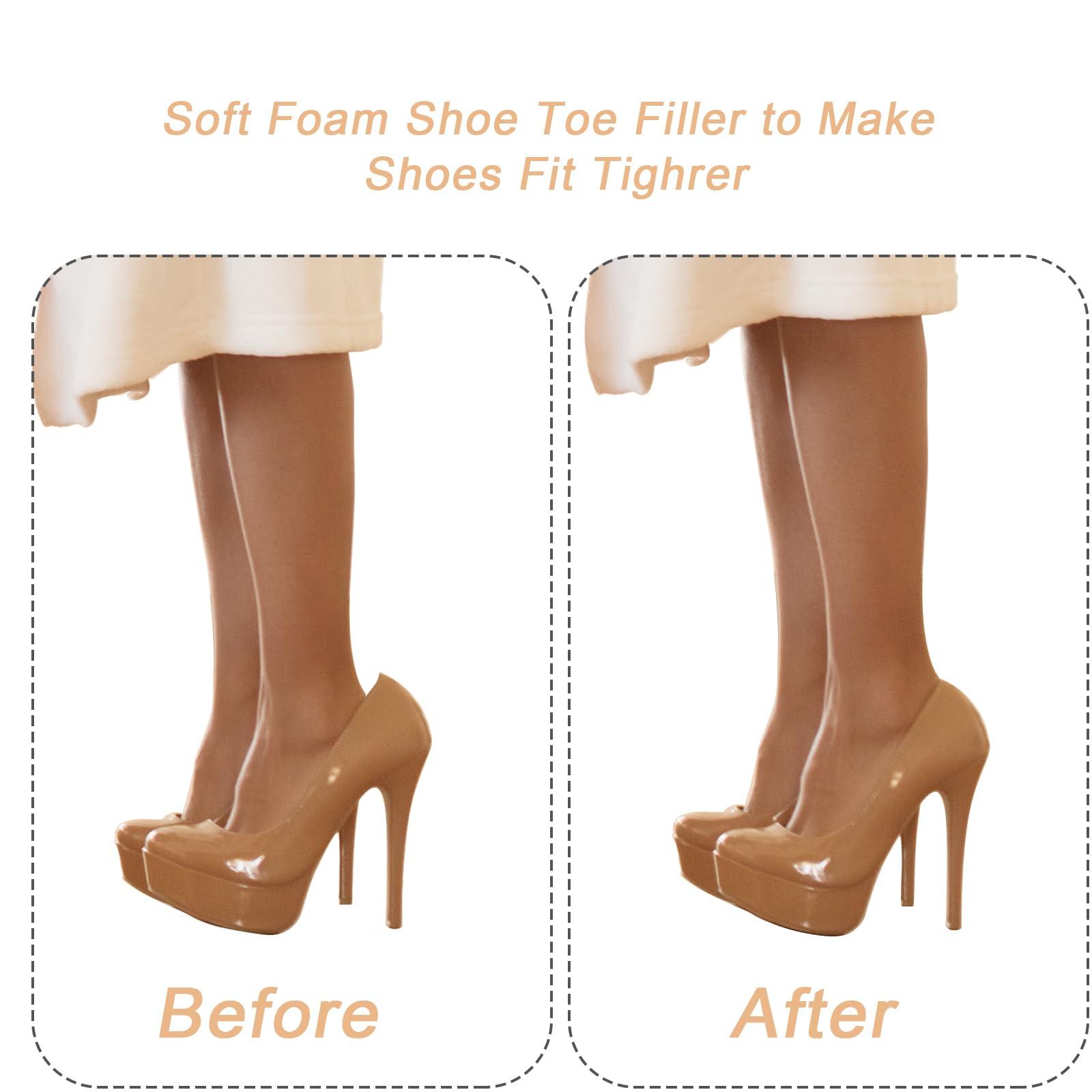 Egowry Toe Inserts for Shoes Too Big, 2 Pairs Foam Toe Filler to Make Shoes Fit Tighter, Shoe Toe Filler Inserts for Women Men, Pumps, Flats, Sneakers (Leopard Print)