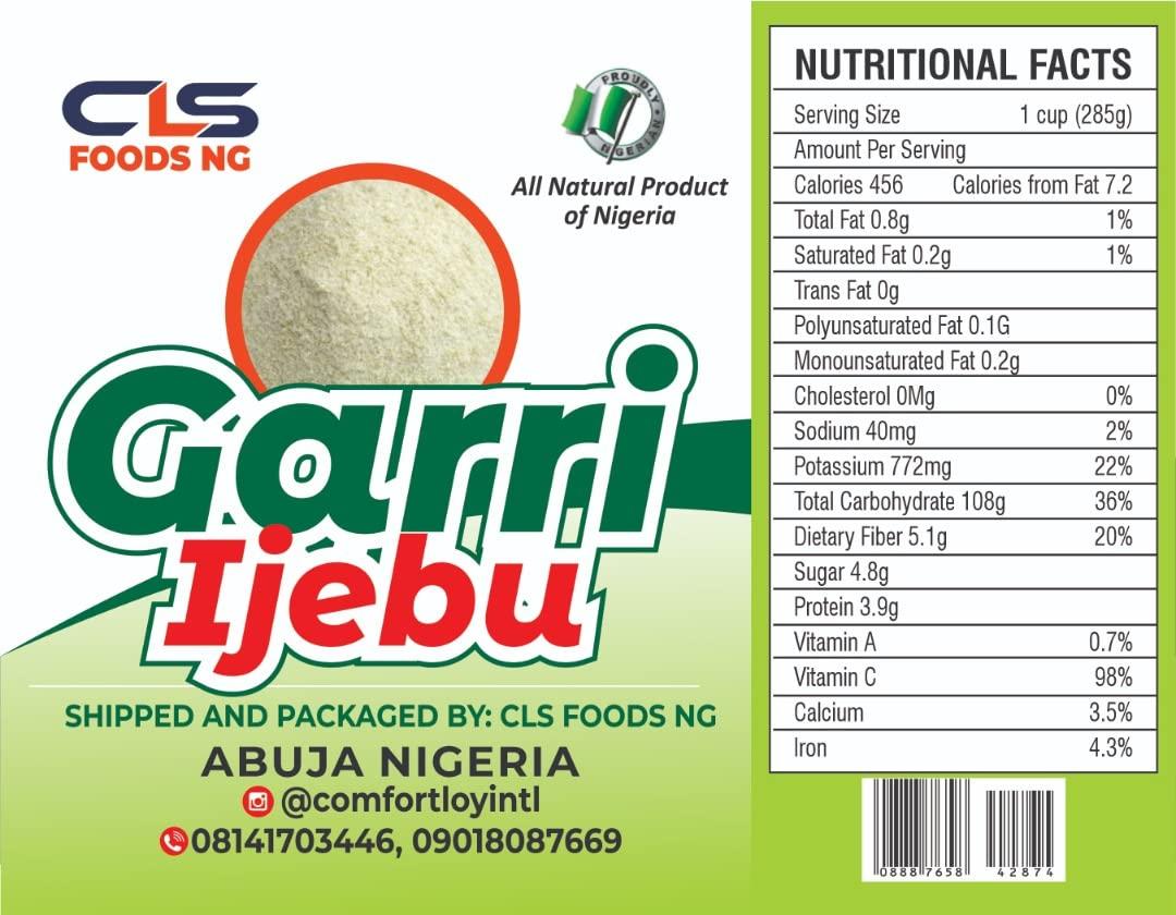 CLS FOODS NG CLS Food White Garri/Garri Ijebu 2lbs -Gluten Free Food - Gari Cassava Flakes- 100% All-Natural Organic Nigerian Food.