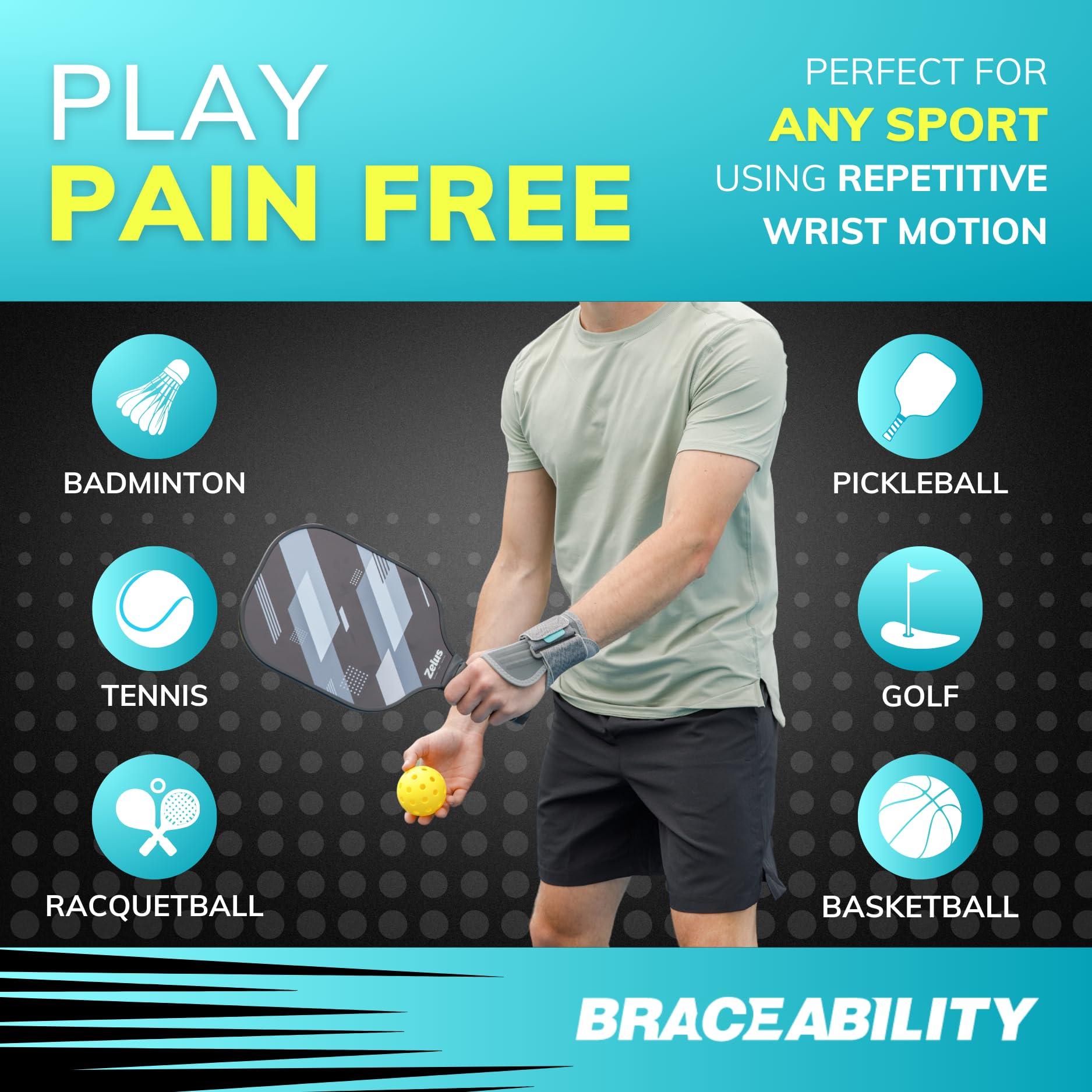 BraceAbility BraceAbility Court Comfort Wrist Brace - Athletic Tennis Wrist Support Wrap Compression Sleeve for Pickleball, Sprained Wrist, Tendonitis, Badminton, Racquet Sports Pain Relief Recovery (L - Left)