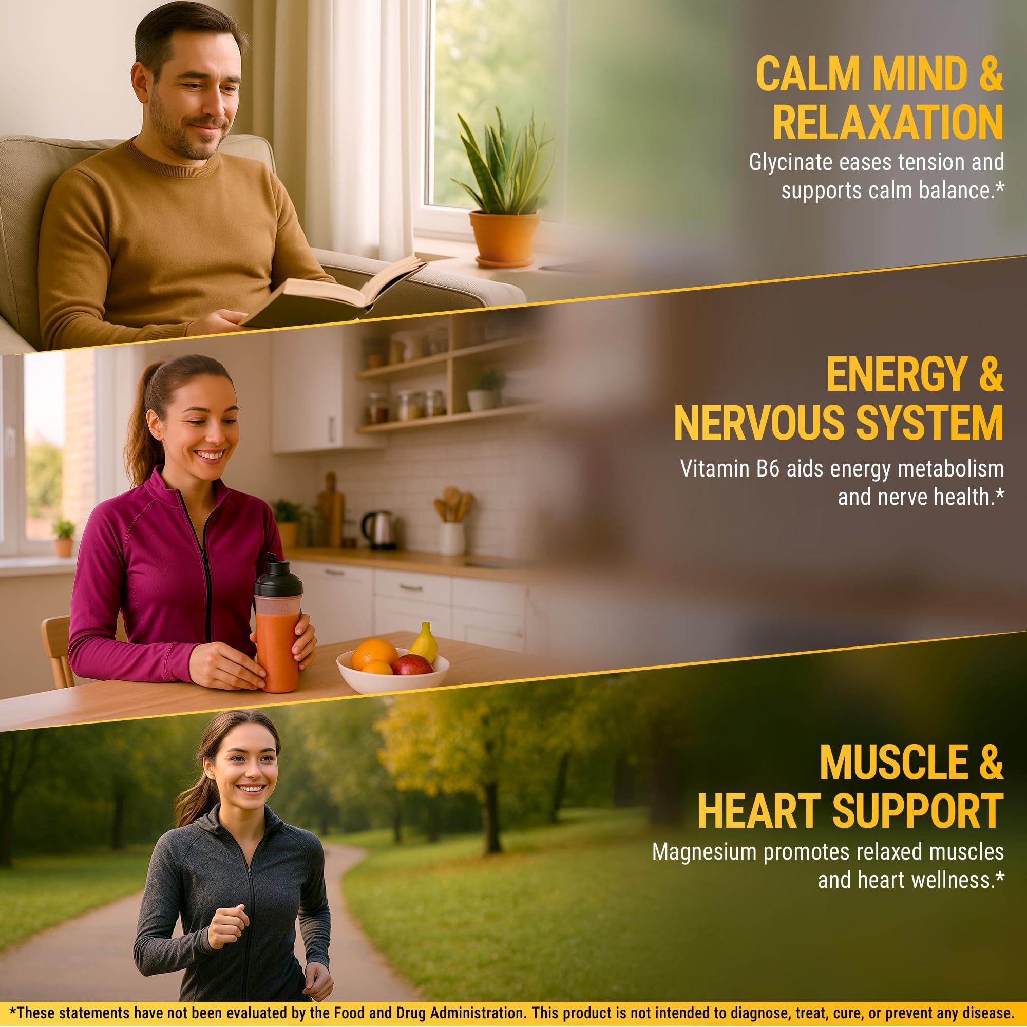 New Elements Magnesium Glycinate Gummies 500mg with Vitamin B6 100mg for Adults and Kids - High Absorption | Non-GMO | No Gluten | Stress Relief | Sleep & Relaxation | Muscle & Heart Support | Natural & Vegan