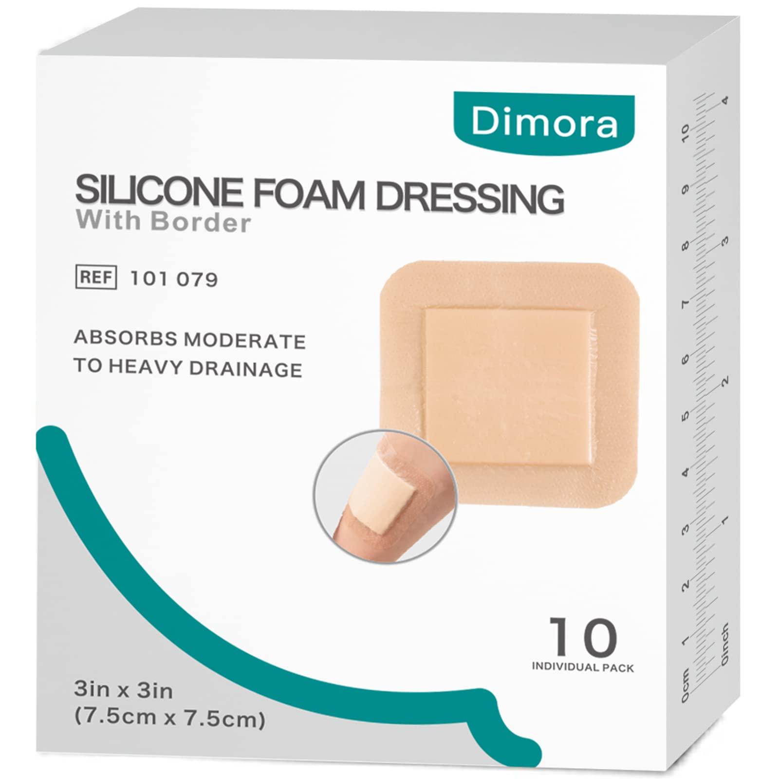 Dimora Dimora Silicone Foam Dressing with Border Adhesive 4\"x8\" 5Pack + 3\"x3\" 10Pack