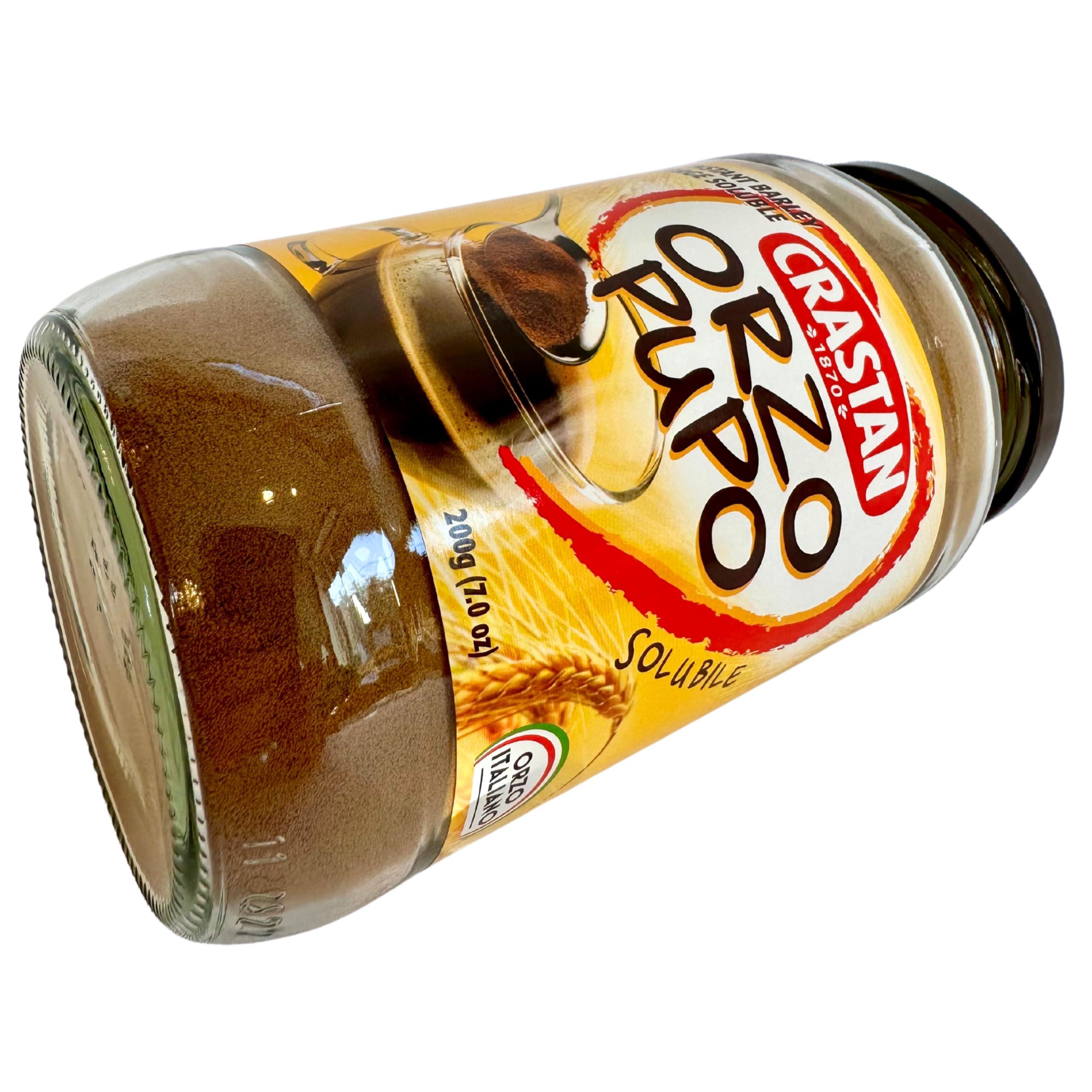 Crastan 1870 Crastan 1870 Instant Barley Coffee Substitute 7.05 oz. (200g) Roasted Ground Barley - Orzo Pupo Jar - Grain Coffee Substitute - Orzo Solubile - Mugicha, Boricha, Damaicha, Cevada - Tea Beverage