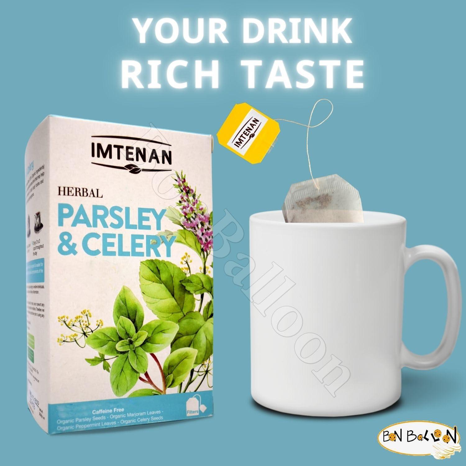 Egyptian Imtenan Natural Drink Herbal Parsley And Celery Herbal Tea Bags Herbals Herbs Herb Non Gmo No Additives No Artificial Coloring Kosher Halal (18 Bag)