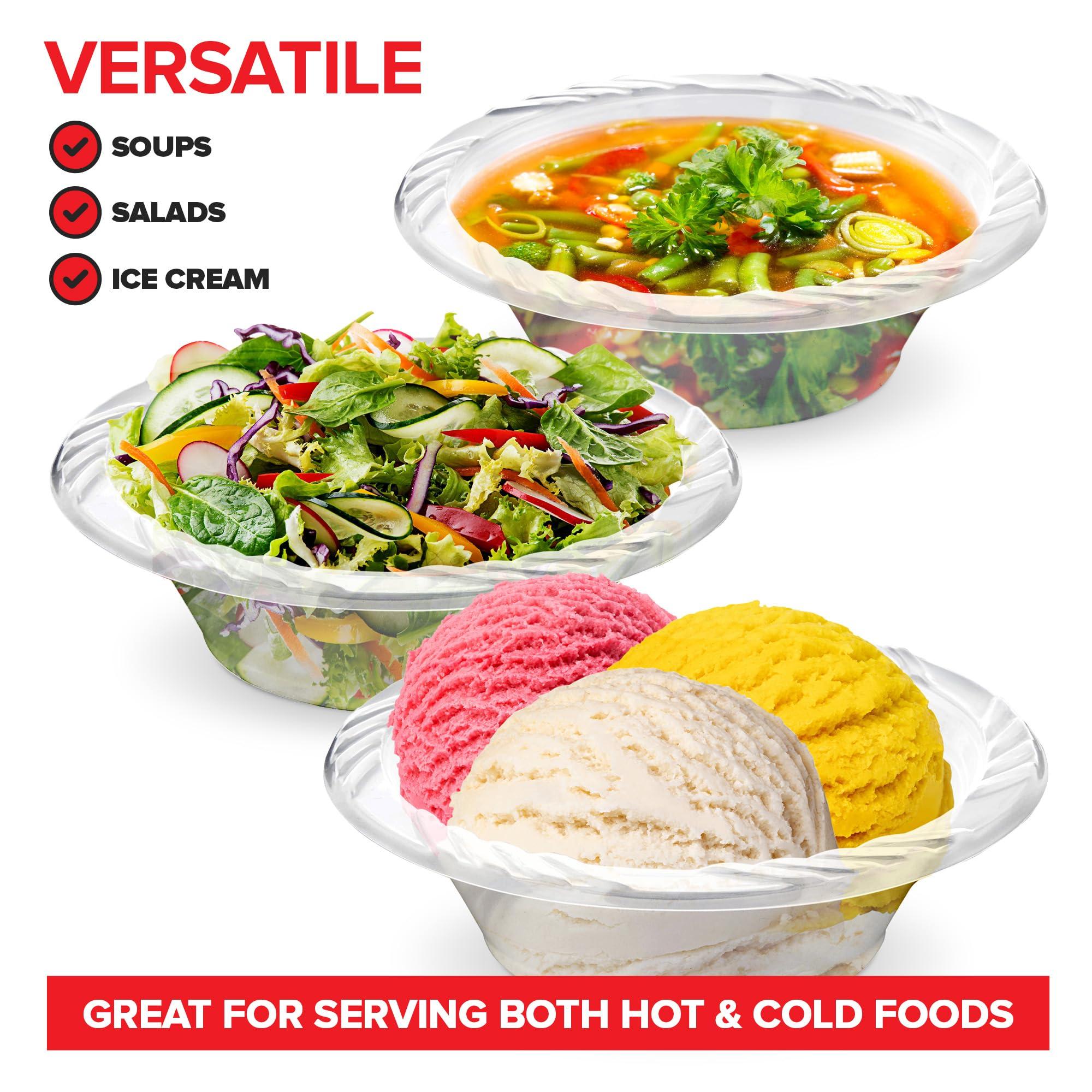 Stock Your Home 120 Pack 12 oz Elegant Clear Plastic Bowls for Parties Small Disposable Bowl for Fancy Dinner or Cocktail Party, Soup and Salad, Thick and Sturdy