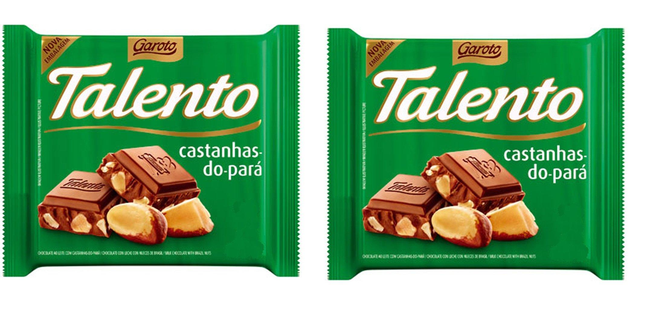 Garoto Garoto - Talento - Milk Chocolate w/ Brazil Nuts - 3.53 oz (PACK OF 02) | Chocolate ao Leite c/ Castanhas-do-Par - 100g
