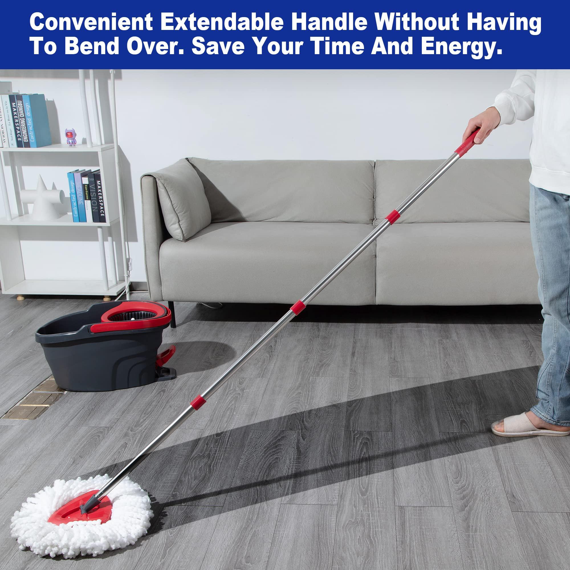 TIDYKITC TIDYKITC Mop Replacement Handle Compatible with Ocedar Mop Head and Broom, 4-Section 30\" to 58\" Spin Mop Stick Compatible with O Cedar Mop Replace Base (Mop Base&Refill not Included)