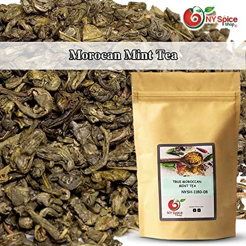NY Spice Shop NY Spice Shop Moroccan Mint Tea - Herbal Tea Loose Leaf - Premium Mint Green Tea - Brews 100 Cups - Naturally Flavored Morracan Tea Blend Pure Bulk Morracan Chai 8 Ounce