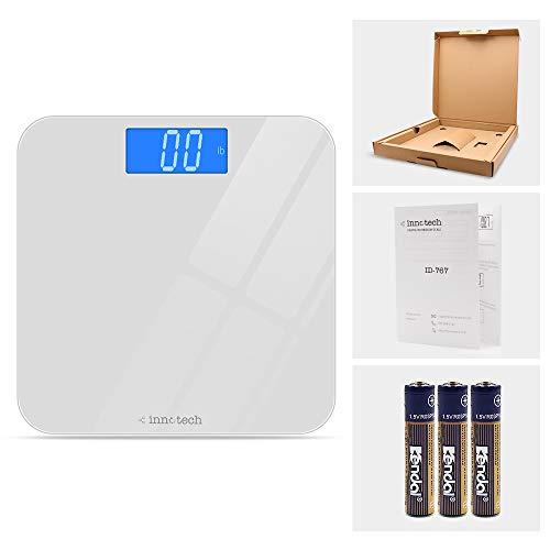 Innotech Innotech Digital Bathroom Scale with Easy-to-Read Backlit LCD (White)