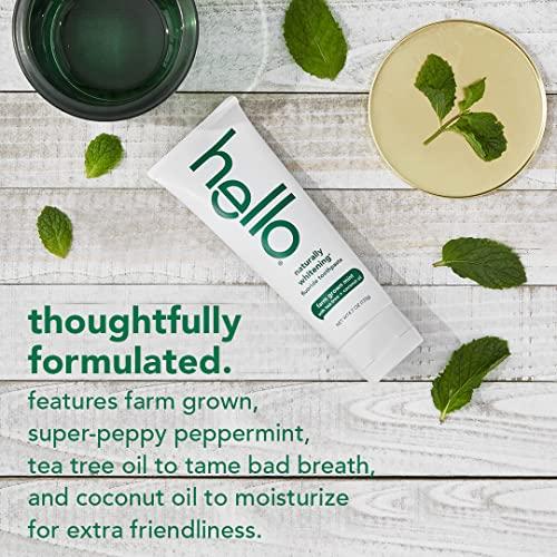 hello Hello Naturally Whitening Fluoride Toothpaste, Farm Grown Mint, Vegan, SLS Free, Gluten Free, Peroxide Free, 4.7 Ounce (Pack of 4)