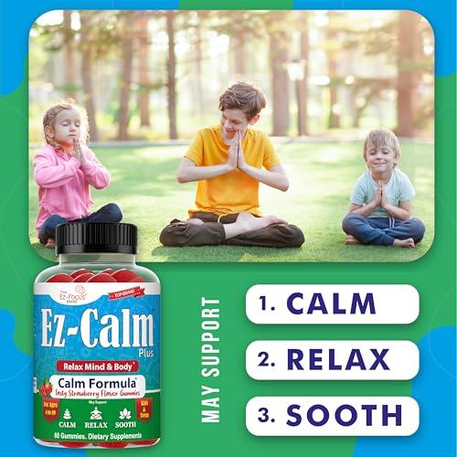 Ez-Focus Ez-Focus Organic Ashwagandha Gummies for Kids & Teens Calm & Focus Supplement with Ashwagandha Extract, Natural Calm Gummies for Kids, Sleep & Mood Support, Attention & Focus Vitamins- 60 Ct