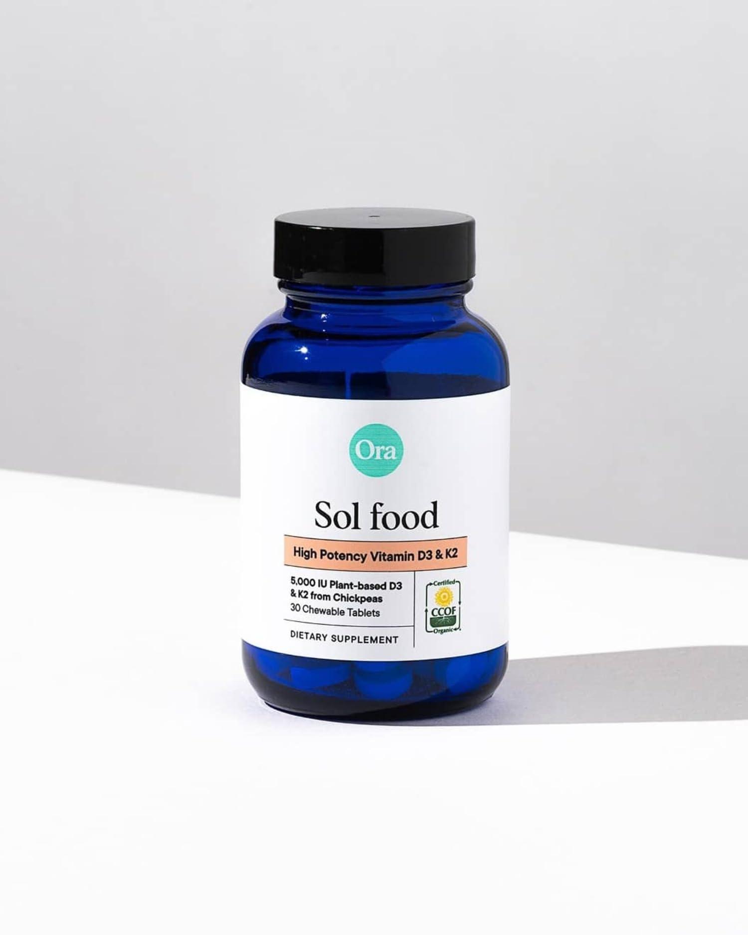 Ora Organic Ora Organic Vitamin D3 5000IU + K2 - Vegan Vitamin D from Lichen and K2 from Chickpeas for Bone Health, Immune Support, & Mood | Maximum Absorption - 1 Month Supply, 30 Chewable Tablets