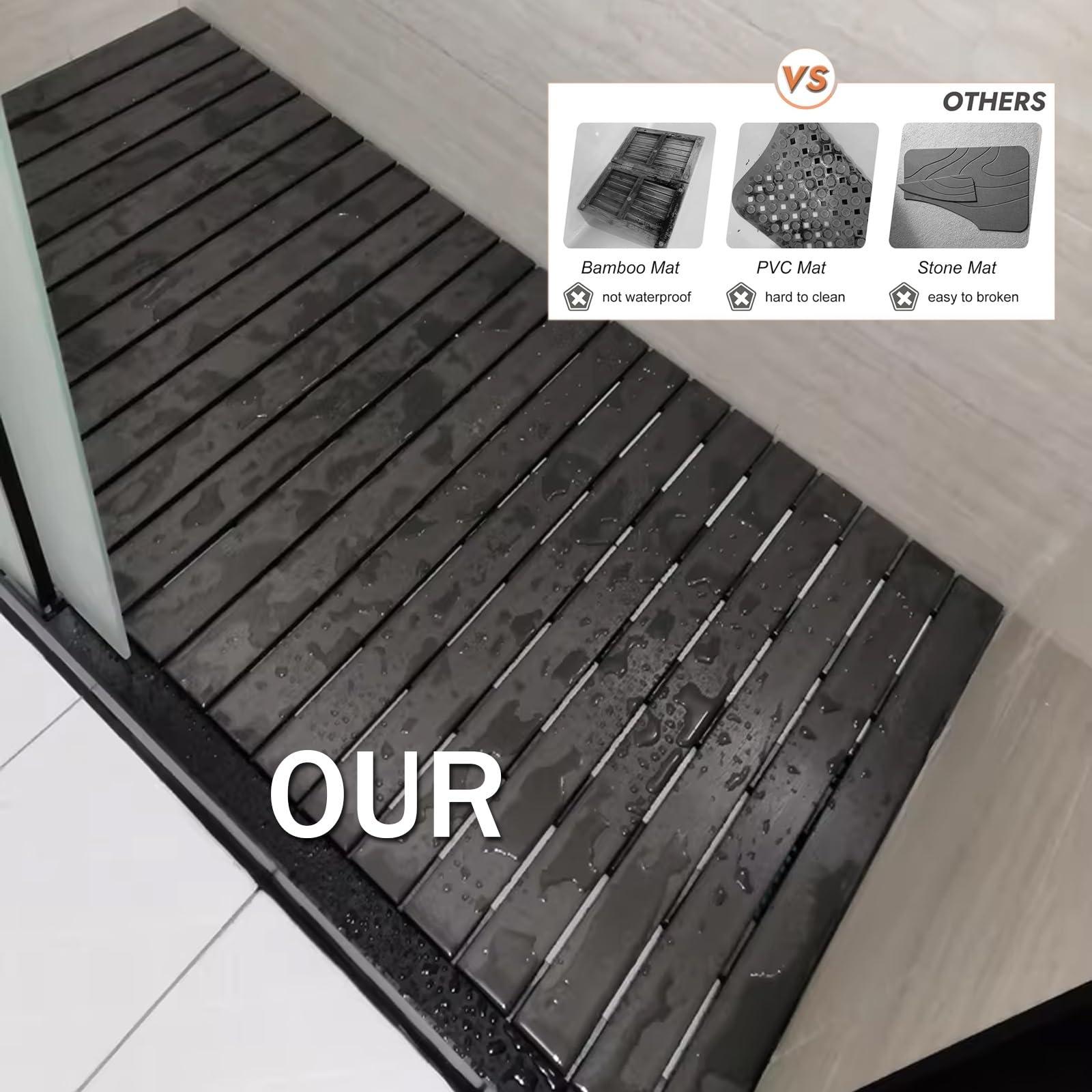 QWEASDF QWEASDF Wooden Floor Mat for Bathroom,Wood Duck Board Rectangular Bath Mat Non-Slip | Heavy Duty, Shower Mat for Indoor OutdoorImitation Wood (PS)Hygienic, Moisture-Proof(A,W75xL100cm/W30xL39in)