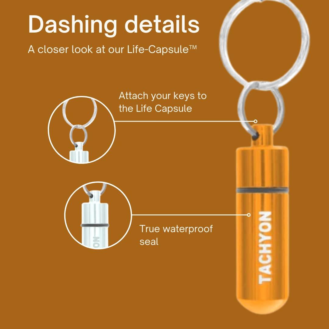 Advanced Tachyon Technologies EMF Pocket Protector - Life-Capsule Key Ring Protects from EMF and Energizes The System (Gold)