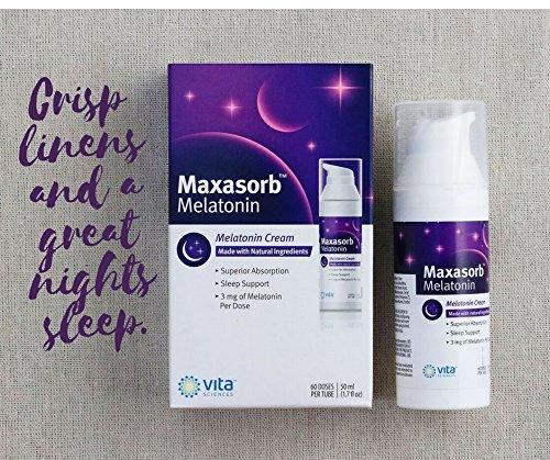 Vita Sciences Vita Sciences Maxasorb Melatonin Cream for Sleep Rich Melatonin 3mg - Melatonin Night Cream - Unscented Melatonin 3 Mg. Topical Melatonin Lotion Can Be Used For Face and Body