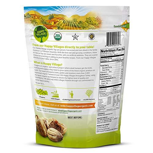Happy Village Organic Turkish Dried Figs, No Sugar Added Dried Fruit | Happy Village | 20 OZ Fresh Packed - Unsweetened Unsulfured Fruits - Sun Dry Smyrna Fig