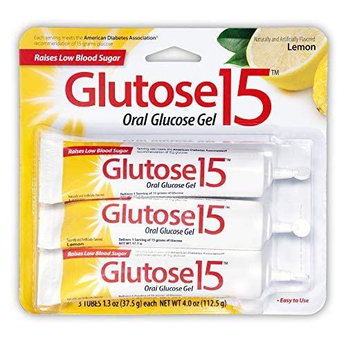 Glutose Glutose15 Oral Glucose Gel Lemon Flavor, 3 - 1.3 oz Tubes, Pack of 6