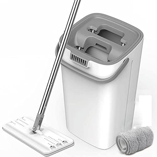 GRFIT Microfiber Mop Flat Squeeze Mop with Bucket 360 Rotating Hand Free Washing Floor Cleaning Mop Microfiber Pads Wet Dry Usage Home Wood Floor Cleaning Tile Floor Cleaning (Color : B-Bucket Mop 4pcs Pad