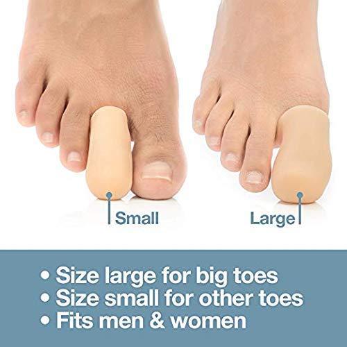 ZenToes ZenToes 6 Pack Gel Toe Cap and Protector - Cushions and Protects to Provide Relief from Missing or Ingrown Toenails, Corns, Blisters, Hammer Toes (Large, Beige)