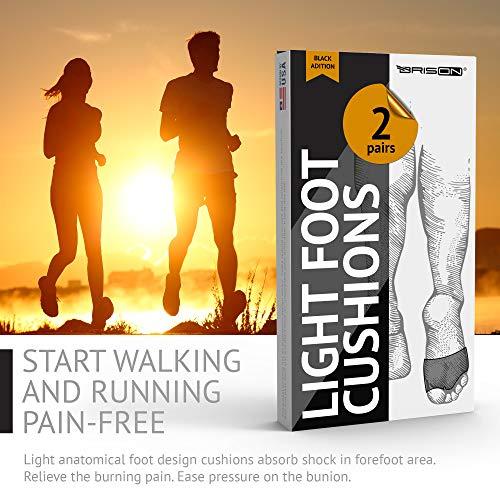 BRISON Metatarsal Pads Ball of Foot Cushions - Soft Gel Forefoot Sleeves Mortons Neuroma Callus Metatarsalgia Feet Pain Relief Bunion Forefoot Cushioning Relief Women Men - 2 Pairs - Black
